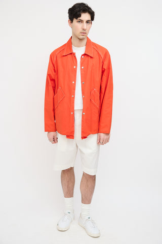 Camiel Fortgens Orange Waxed Baseball Jacket