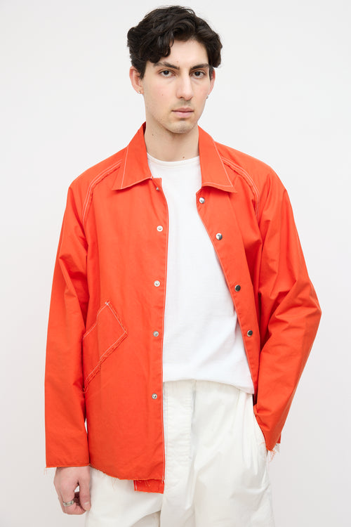 Camiel Fortgens Orange Waxed Baseball Jacket