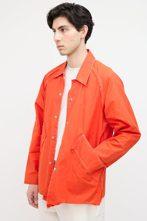 Camiel Fortgens Orange Waxed Baseball Jacket