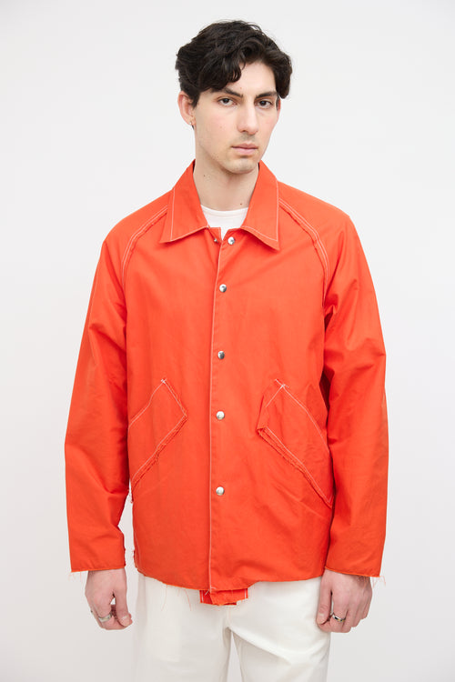 Camiel Fortgens Orange Waxed Baseball Jacket