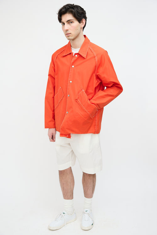 Camiel Fortgens Orange Waxed Baseball Jacket