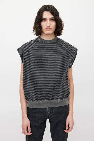 CAV EMPT Black 
Grey Striped Sleeveless Sweatshirt