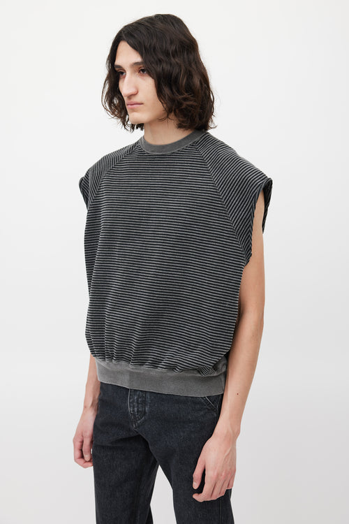 CAV EMPT Black 
Grey Striped Sleeveless Sweatshirt