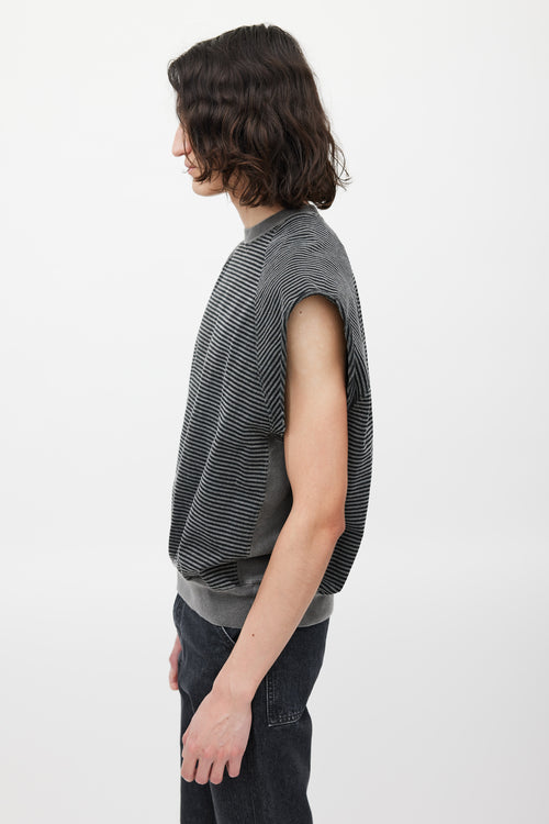 CAV EMPT Black 
Grey Striped Sleeveless Sweatshirt