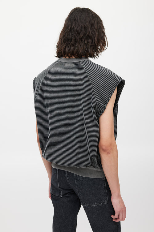 CAV EMPT Black 
Grey Striped Sleeveless Sweatshirt