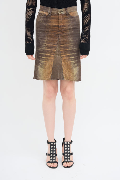 Roberto Cavalli Brown Denim Wash Skirt