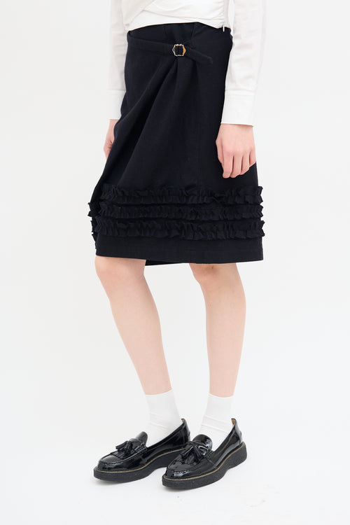 Comme des Garçons Black Wool Wrap Ruffle Skirt