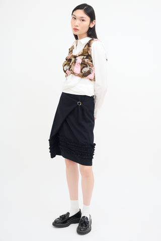 Comme des Garçons Black Wool Wrap Ruffle Skirt