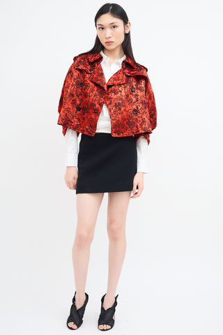 Comme des Garçons Red 
Black Satin Jacquard Jacket