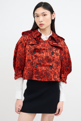 Comme des Garçons Red 
Black Satin Jacquard Jacket