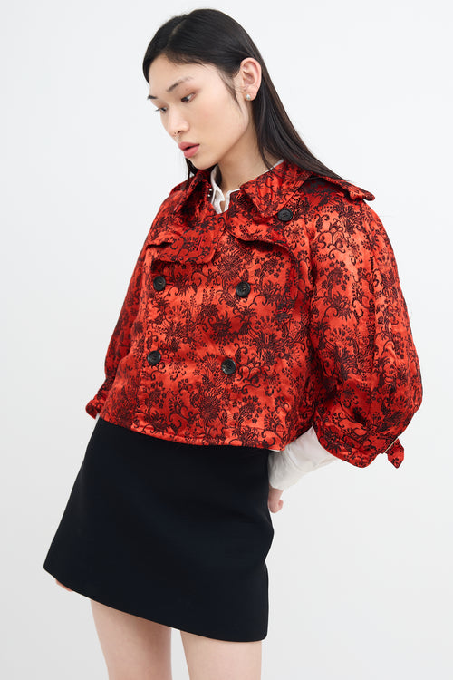 Comme des Garçons Red 
Black Satin Jacquard Jacket