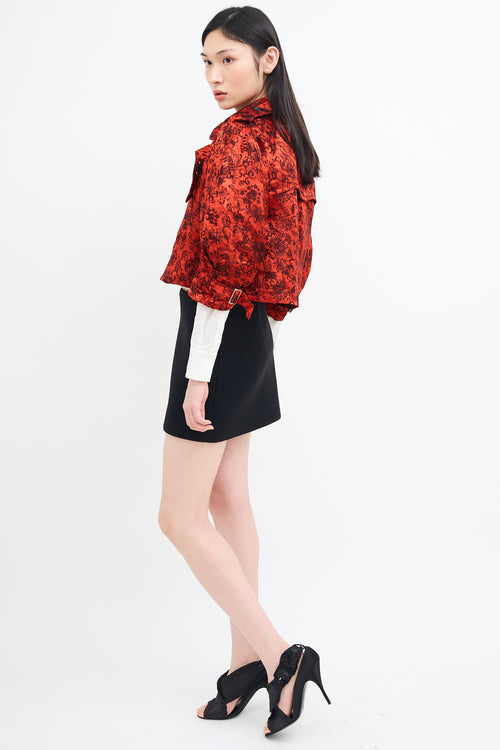 Comme des Garçons Red 
Black Satin Jacquard Jacket