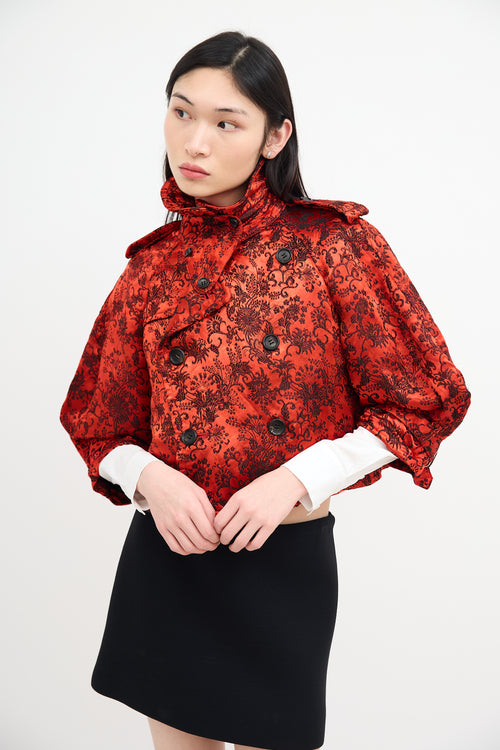 Comme des Garçons Red 
Black Satin Jacquard Jacket