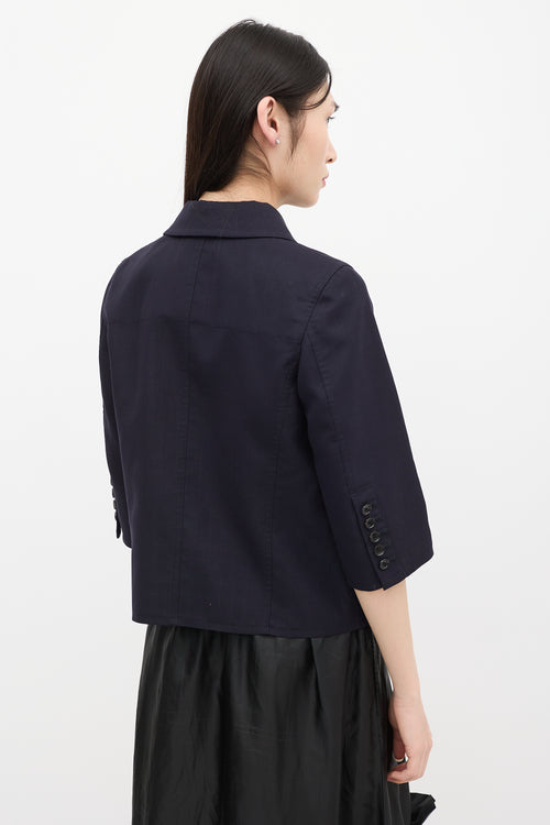 Comme des Garçons 2008 Navy Wool Button Up Jacket