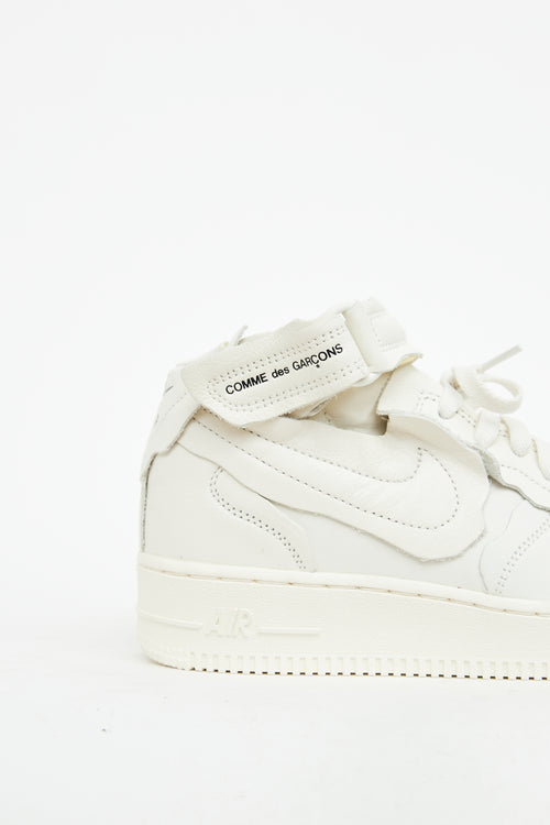 Comme des Garçons x Nike White Leather Air Force 1 Sneaker