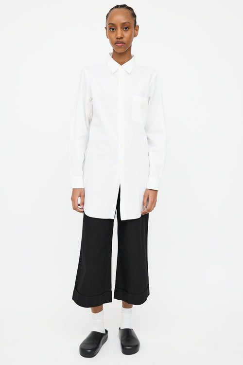 Comme des Garçons White Pleated Shirt