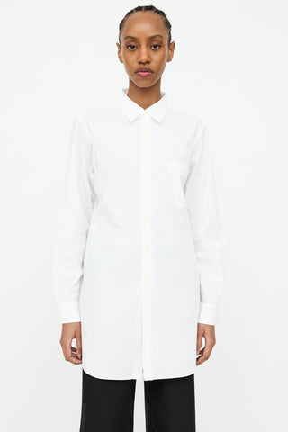 Comme des Garçons White Pleated Shirt