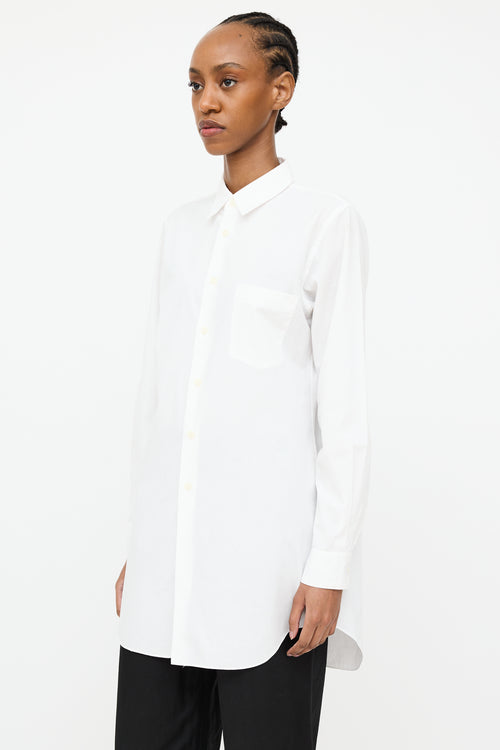 Comme des Garçons White Pleated Shirt