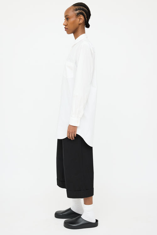 Comme des Garçons White Pleated Shirt