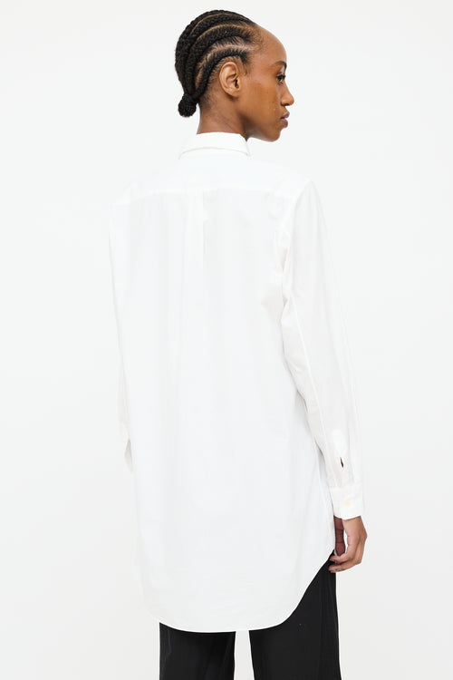 Comme des Garçons White Pleated Shirt