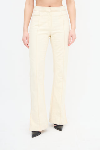 Celine Cream Pintuck Straight Leg Trouser