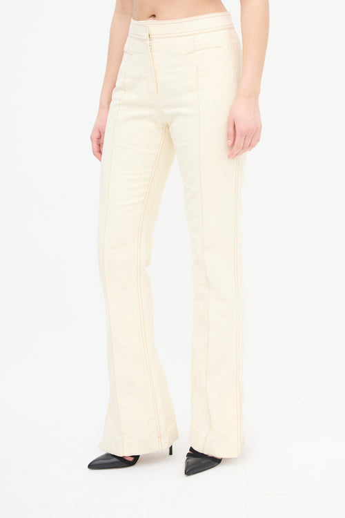 Celine Cream Pintuck Straight Leg Trouser