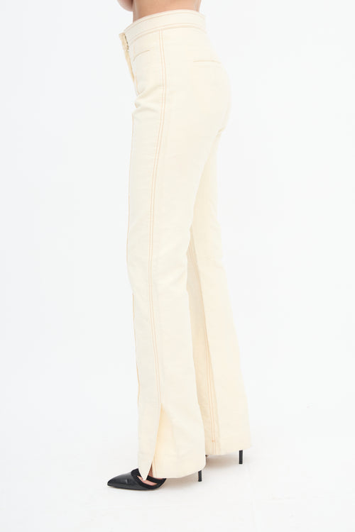 Celine Cream Pintuck Straight Leg Trouser