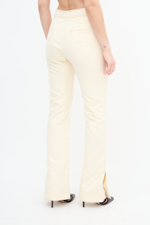 Celine Cream Pintuck Straight Leg Trouser