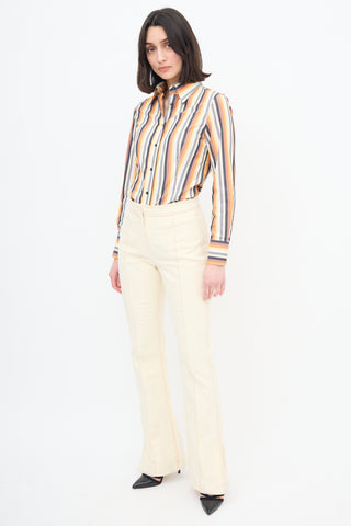 Celine Cream Pintuck Straight Leg Trouser