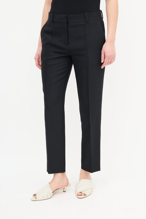 Celine Black Wool Cropped Slim Trouser