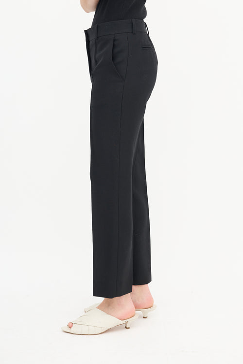 Celine Black Wool Cropped Slim Trouser