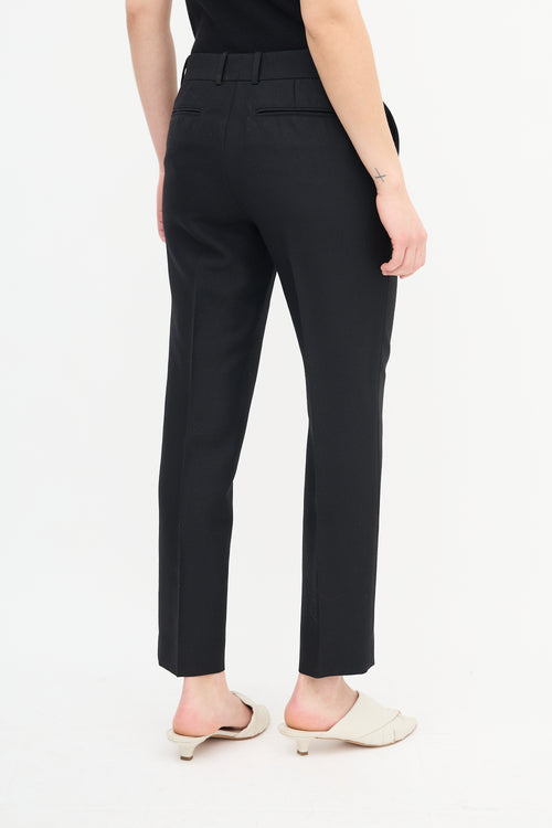 Celine Black Wool Cropped Slim Trouser