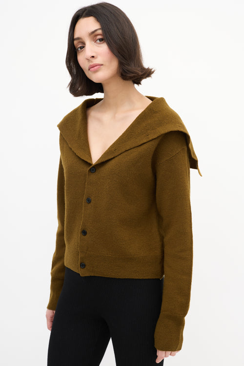 Celine Khaki Brown Wool Sailor Cardigan