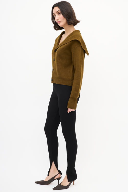 Celine Khaki Brown Wool Sailor Cardigan