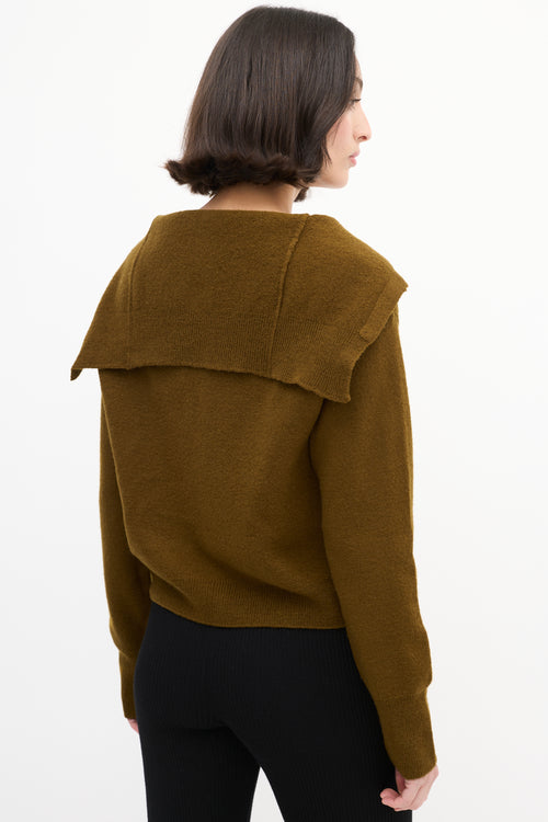 Celine Khaki Brown Wool Sailor Cardigan