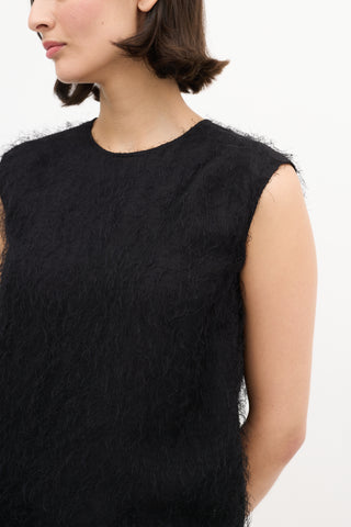 Celine Black Fuzzy Sleeveless Top