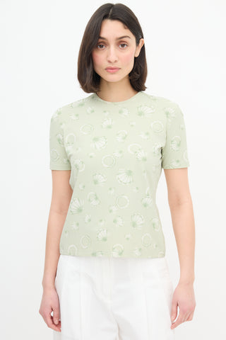 Celine 1990s Green Seashell T-Shirt