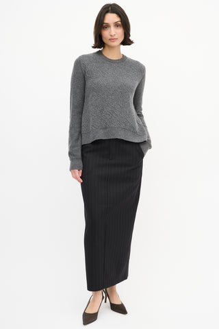 Celine Grey Wool Side Vent Panelled Sweater