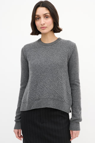 Celine Grey Wool Side Vent Panelled Sweater