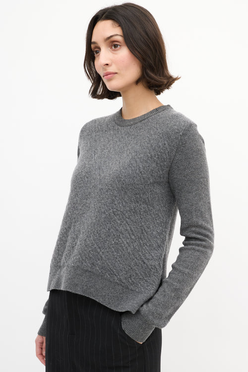 Celine Grey Wool Side Vent Panelled Sweater