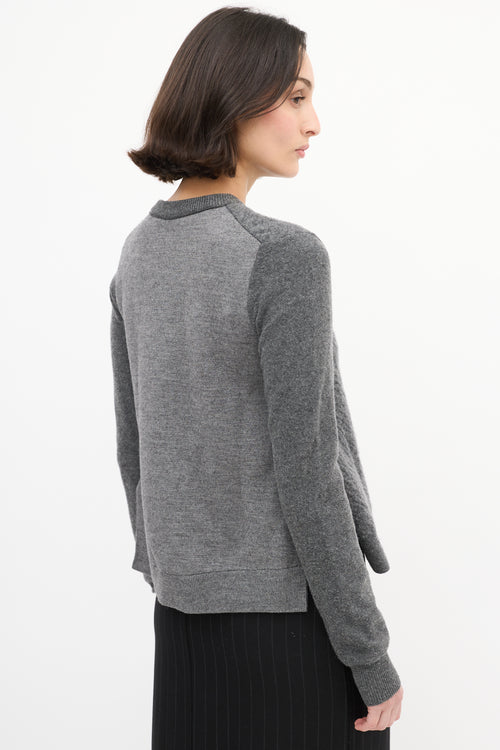 Celine Grey Wool Side Vent Panelled Sweater