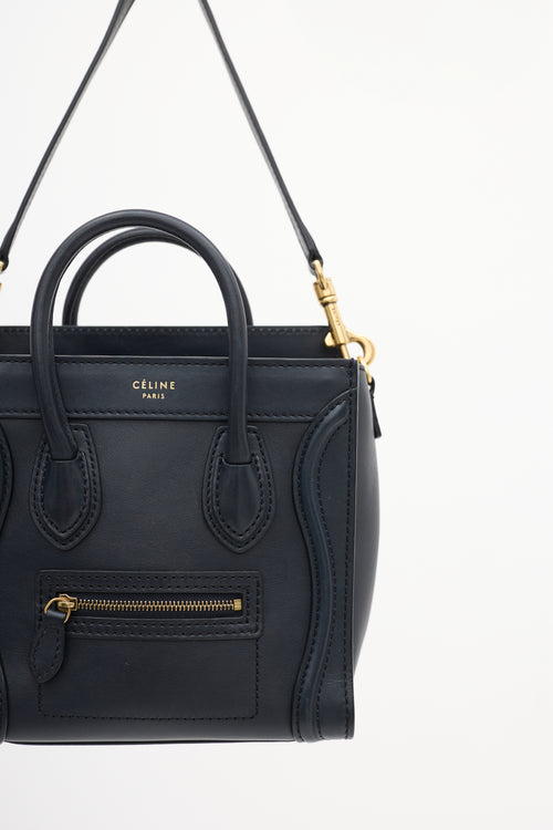 Celine 2012 Navy Leather Micro Luggage Tote Bag