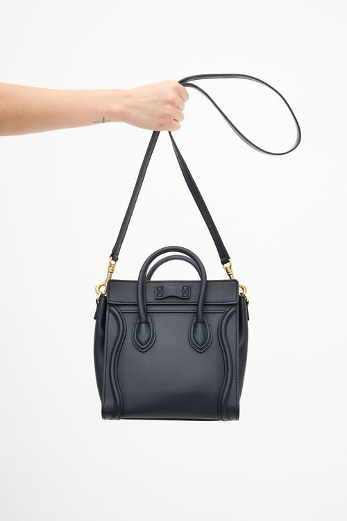 Celine 2012 Navy Leather Micro Luggage Tote Bag