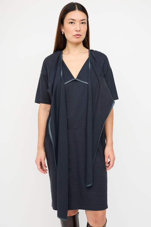 Celine Resort 2018 Navy Sash Midi T-Shirt Dress