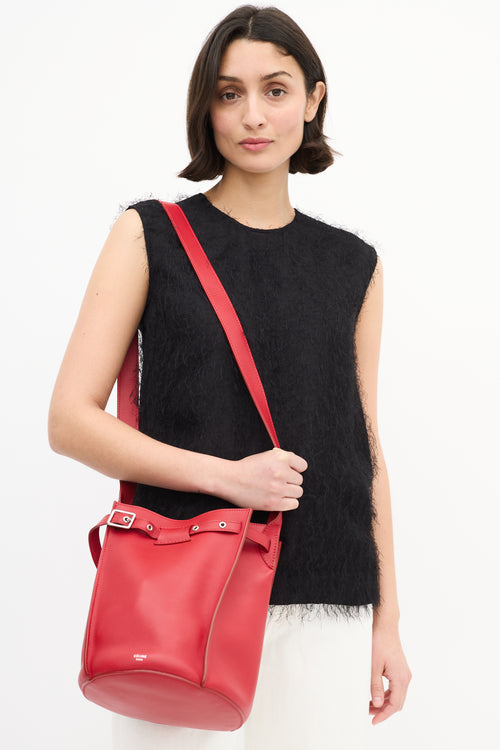 Celine 2017 Red Leather Big Bucket Bag