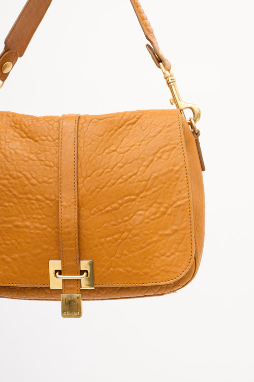 Celine 2011 Orange Leather Flap Shoulder Bag