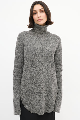 Celine Grey Melange Wool Turtleneck Sweater