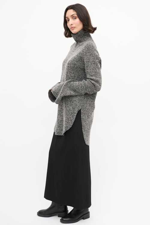 Celine Grey Melange Wool Turtleneck Sweater