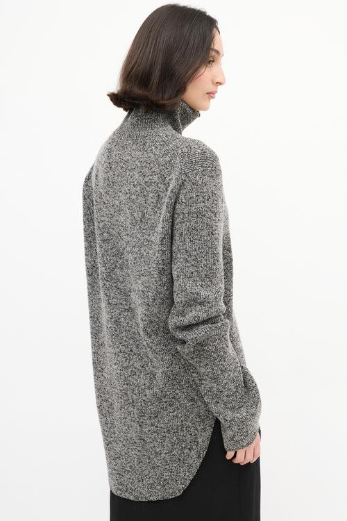 Celine Grey Melange Wool Turtleneck Sweater