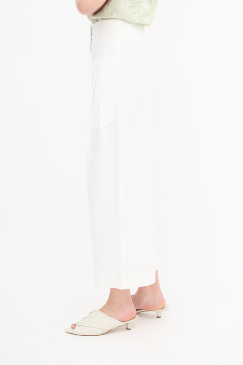 Celine White Wide Leg Trouser